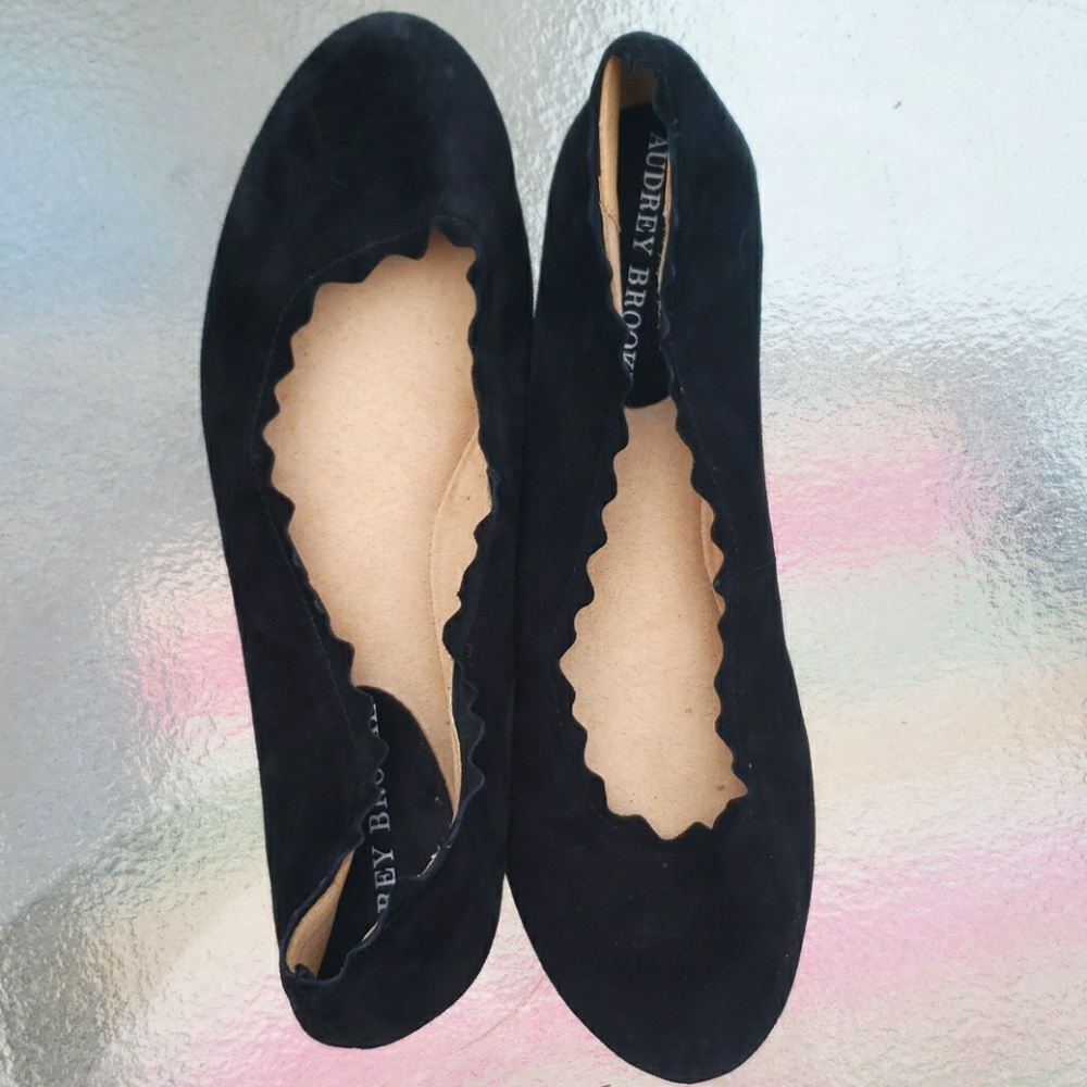 Audrey Brook black suede leather flats